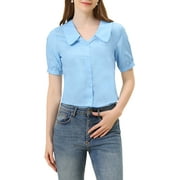 MODA NOVA Juniors Doll Collar Cotton Casual Blouse Shirt