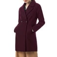 thumbnail image 1 of MODA NOVA Juniors Double Breasted Lapel Raglan Long Sleeve Mid Length Overcoat Purplish S, 1 of 7