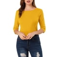 thumbnail image 1 of MODA NOVA Juniors Elbow Sleeves Boat Neck Slim Fit Classic Tee, 1 of 6