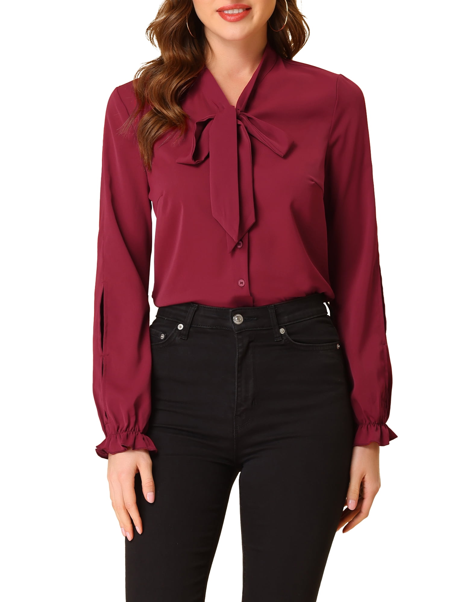burgundy chiffon blouse
