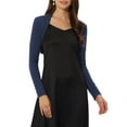 thumbnail image 1 of MODA NOVA Juniors Elegant Solid Color Long Sleeves Bolero Shrug Dark Blue S, 1 of 5
