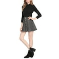 thumbnail image 1 of MODA NOVA Juniors Faux Suede Button Front A-Line Mini Skirt, 1 of 5