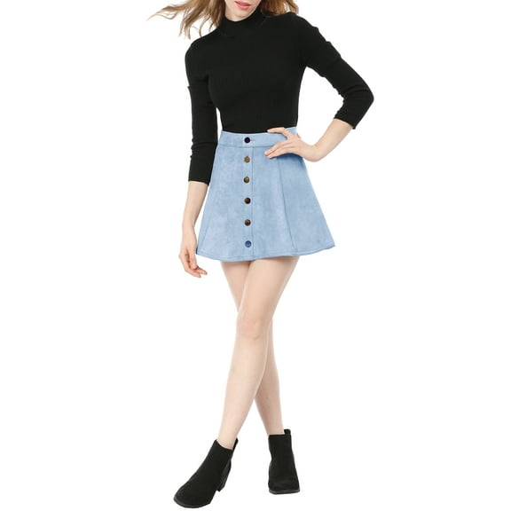 MODA NOVA Juniors Faux Suede Button Front A-Line Mini Skirt