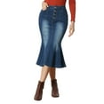 thumbnail image 1 of MODA NOVA Juniors Fishtail Skirt for Juniors Maxi Denim Distressed Skirt, 1 of 4