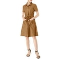 thumbnail image 1 of MODA NOVA Juniors Fit and Flare Collar Pocket Elastic Waist Mini Dress, 1 of 7