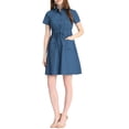 thumbnail image 1 of MODA NOVA Juniors Fit and Flare Collar Pocket Elastic Waist Mini Dress, 1 of 8