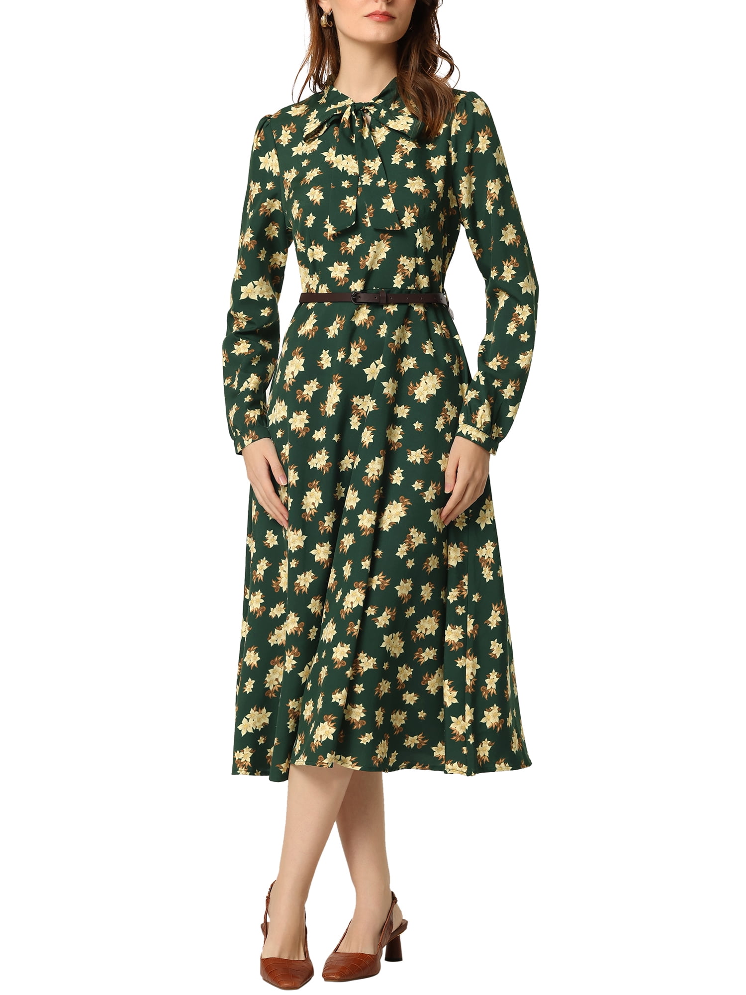 knee length dresses for ladies Women's Sexy V-Neck Floral Juniors Midi Dresses main image 0