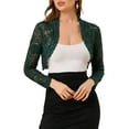 thumbnail image 1 of MODA NOVA Juniors Floral Lace Sheer Open Front Bolero Shrug Cropped Cardigan, 1 of 6