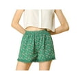 thumbnail image 1 of REFINED ATTIRE Juniors Floral Printed Lace Trim Elastic Waist Shorts, 1 of 6