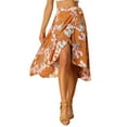 thumbnail image 1 of INSPIRE CHIC Women's Floral Tropical Boho Midi Wrap Skirt XL Orange, 1 of 6