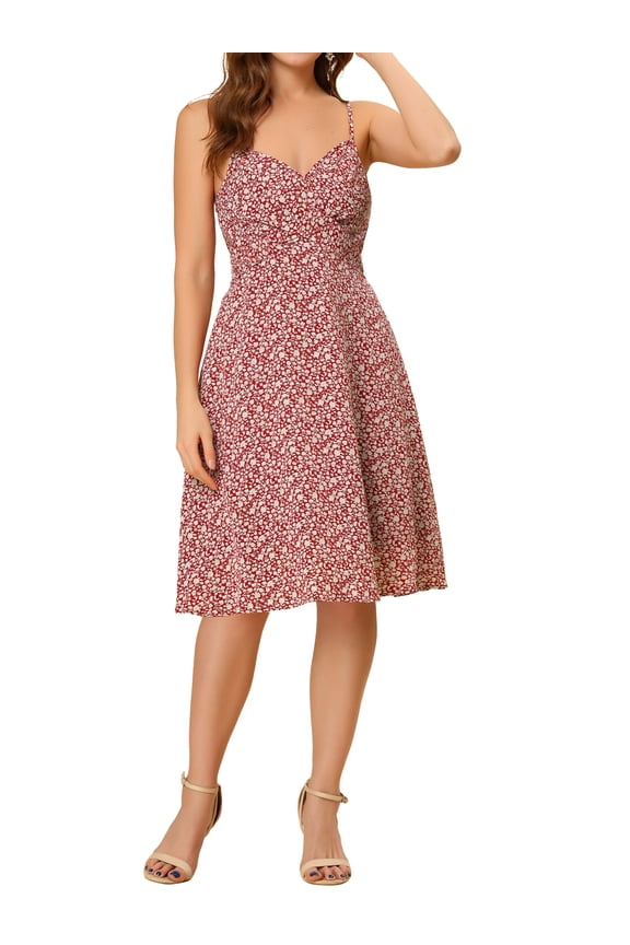 Juniors Floral Twist Front Adjustable Strap Hidden Zipper Midi Dress