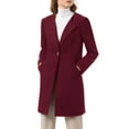 thumbnail image 1 of MODA NOVA Juniors Half Lapel Long Sleeves One Button Winter Mid-Length Overcoat, 1 of 7