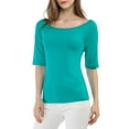 thumbnail image 1 of MODA NOVA Juniors Half Sleeves Scoop Neck Fitted Layering Top T-Shirt, 1 of 7