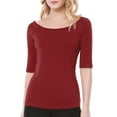 thumbnail image 1 of MODA NOVA Juniors Half Sleeves Scoop Neck Fitted Layering Top T-Shirt, 1 of 7