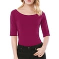 thumbnail image 1 of MODA NOVA Juniors Half Sleeves Scoop Neck Fitted Layering Top T-Shirt, 1 of 6