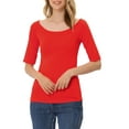 thumbnail image 1 of MODA NOVA Juniors Half Sleeves Scoop Neck Fitted Layering Top T-Shirt, 1 of 6