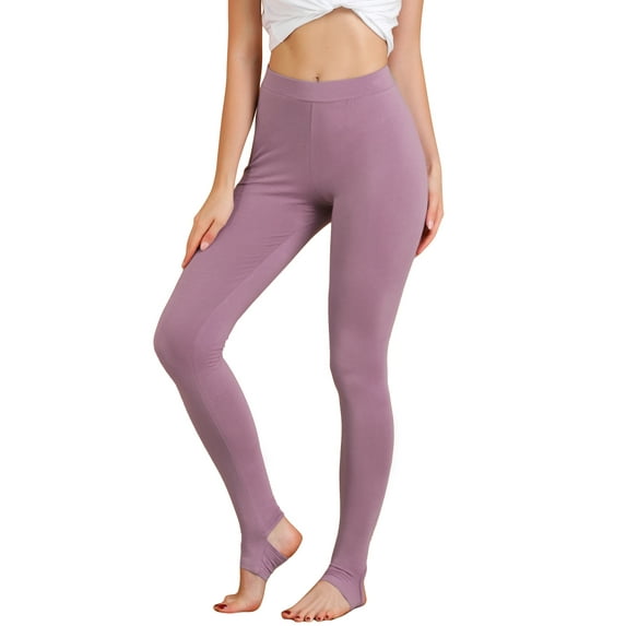 MODA NOVA Juniors Halloween Costume Solid Soft Elastic Waistband Gym Yoga Stirrup Pants Lavender 2XL