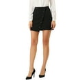 thumbnail image 1 of MODA NOVA Juniors High Low Hem Elastic Waist Zip Side Office Pencil Mini Skirt, 1 of 6