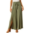 thumbnail image 1 of MODA NOVA Juniors High Slit Hem High Waist Casual Wide Leg Long Palazzo Pants, 1 of 5