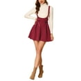 thumbnail image 1 of MODA NOVA Juniors High Waist Lace Up Tie Front A-Line Mini Suspender Skirt, 1 of 6