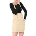 thumbnail image 1 of MODA NOVA Juniors High Waist Straight Braces Suspender Skirts, 1 of 6