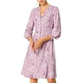 thumbnail image 1 of MODA NOVA Juniors Lapel Collar Ruffle Long Sleeves Button Floral Shirt Dress purple S, 1 of 8