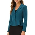 thumbnail image 1 of MODA NOVA Juniors Lapel Long Sleeve Ruffle Hem Work Office Short Blazer, 1 of 5