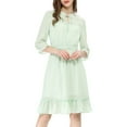 thumbnail image 1 of MODA NOVA Juniors Layered Ruffle Hem 3/4 Sleeves Smocked A-Line Chiffon Dress, 1 of 7