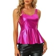 thumbnail image 1 of MODA NOVA Juniors' Metallic Peplum Cami Top for Sleeveless Spaghetti Strap Party Tank Top, 1 of 5