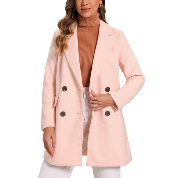 MODA NOVA Juniors Notch Lapel Double Breasted Belted Mid Length Trenchcoat
