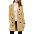 thumbnail image 1 of MODA NOVA Juniors Notched Lapel Double Breasted Back Vent Longline Overcoat, 1 of 7
