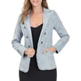 thumbnail image 1 of MODA NOVA Juniors Notched Lapel Long Sleeve Button Denim Jacket with Pockets, 1 of 6