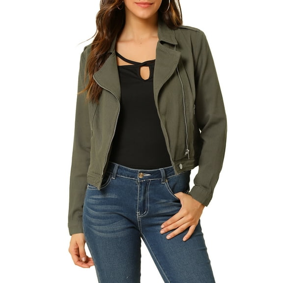 MODA NOVA Juniors Notched Lapel Long Sleeves Asymmetric Zip Moto Denim Jacket