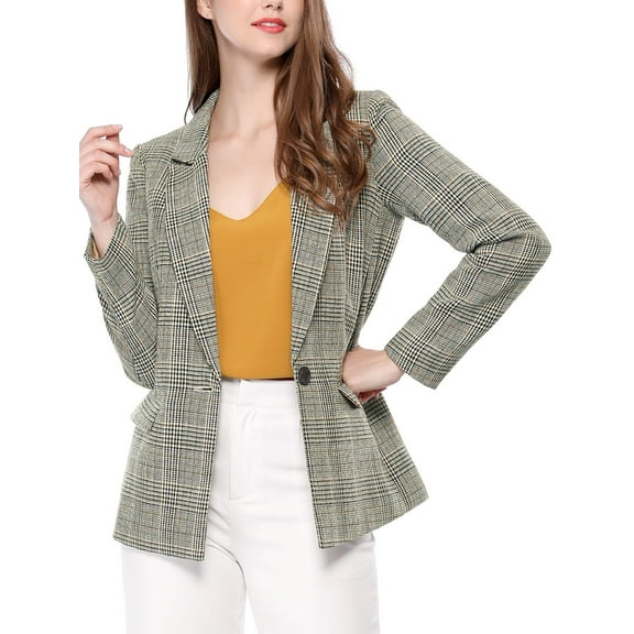 MODA NOVA Juniors Notched Lapel One Button Hip Length Houndstooth Blazer