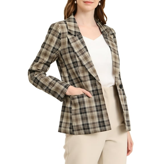 MODA NOVA Juniors Notched Lapel One Button Hip Length Houndstooth Blazer