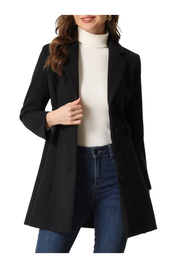 Juniors Notched Lapel Outerwear Winter Coat