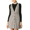 thumbnail image 1 of MODA NOVA Juniors Overall Suspender Check Houndstooth Pinafore Dress, 1 of 6