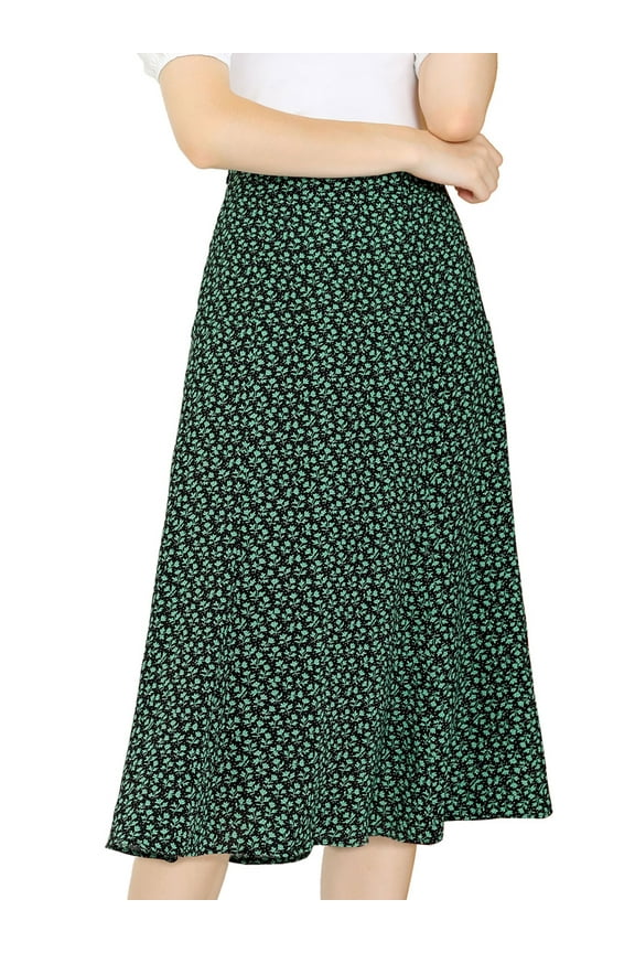 Juniors Peasant Elastic Waist A-Line Printed Midi Skirt