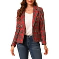 thumbnail image 1 of MODA NOVA Juniors Plaid Double Breasted Notched Lapel Blazer Jackets, 1 of 7