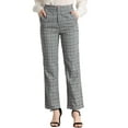 thumbnail image 1 of INSPIRE CHIC Women's Plaid Elastic Waist Button Zipper Straight Leg Long Pants M Light Gray Blue, 1 of 6