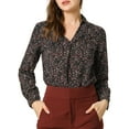 thumbnail image 1 of MODA NOVA Juniors Pleated V-Neck Long Sleeve Floral Faux Pocket Shirt, 1 of 6
