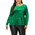 thumbnail image 1 of MODA NOVA Juniors Plus SIze Crew Neck Long Sleeves Fashion Velvet Top, 1 of 6