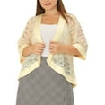 thumbnail image 1 of MODA NOVA Juniors Plus Size Cardigan Bolero Summer Lace Panel Sheer Loose Shrug, 1 of 6
