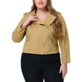 thumbnail image 1 of MODA NOVA Juniors Plus Size Denim Inclined Zip Motorcycle Jacket, 1 of 6