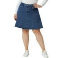 thumbnail image 1 of MODA NOVA Juniors Plus Size Denim Skirt for Casual A-line Jean Buttons Decor Faux Pockets Mini Skirts, 1 of 5