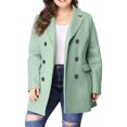 thumbnail image 1 of MODA NOVA Juniors Plus Size Double Breasted Mid-Length Overcoat Green 2X, 1 of 5