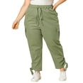 thumbnail image 1 of MODA NOVA Juniors Plus Size Drawstring Elastic Waist Stacked Cargo Pants, 1 of 6