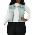 thumbnail image 1 of MODA NOVA Juniors Plus Size Fashion Button Sleeveless Denim Vest Jacket, 1 of 7