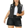 thumbnail image 1 of MODA NOVA Juniors Plus Size Fashion Button Sleeveless Denim Vest Jacket, 1 of 7