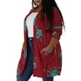 thumbnail image 1 of MODA NOVA Junior Plus Size Floral Cardigan Lightweight Open Front Knit Cardigan, 1 of 5